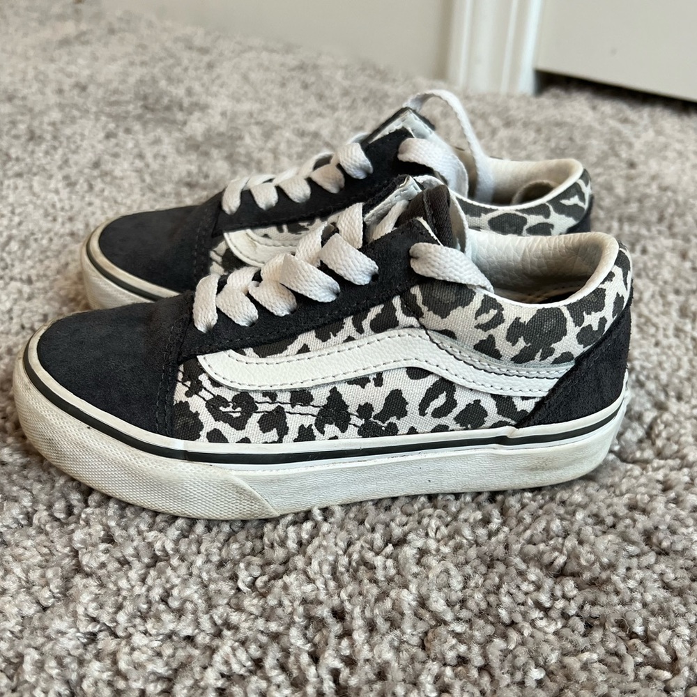 Vans toddler size 11 grey and leopard lace up shoes